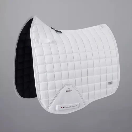Hvid Premier Equine Alberta Satin Dressurunderlag - Premier Equine Dressur  - 0716252363915