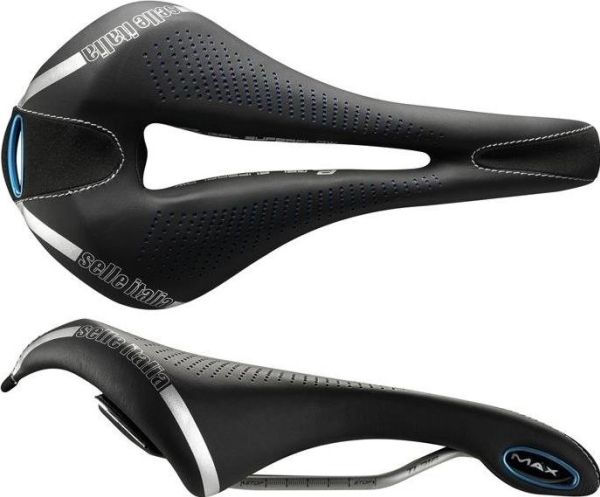 Selle Italia Max Flite Bike Gel Superflow Sadel Match 316 Tube Fibra Tek Mokka 320g Sort Blå - Selle Italia Sadel  - 8030282498341