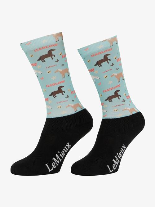 Lemieux Harlow Print Footsie Blue Topaz - Lemieux Ridestrømper