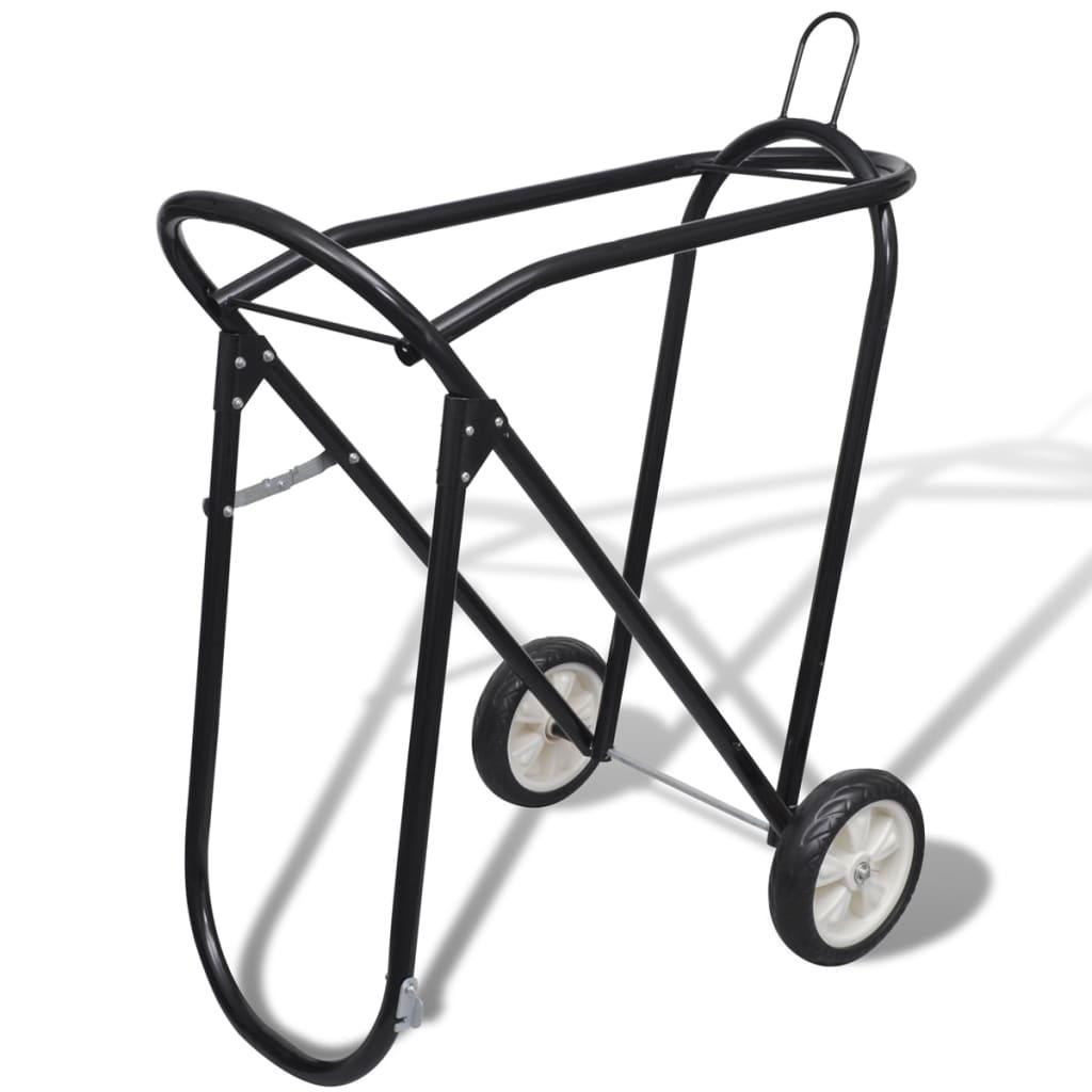 Sort Metal Sammenfoldelig Saddle Rack Med Hjul - Boligcenter Dressur  - 8718475899181