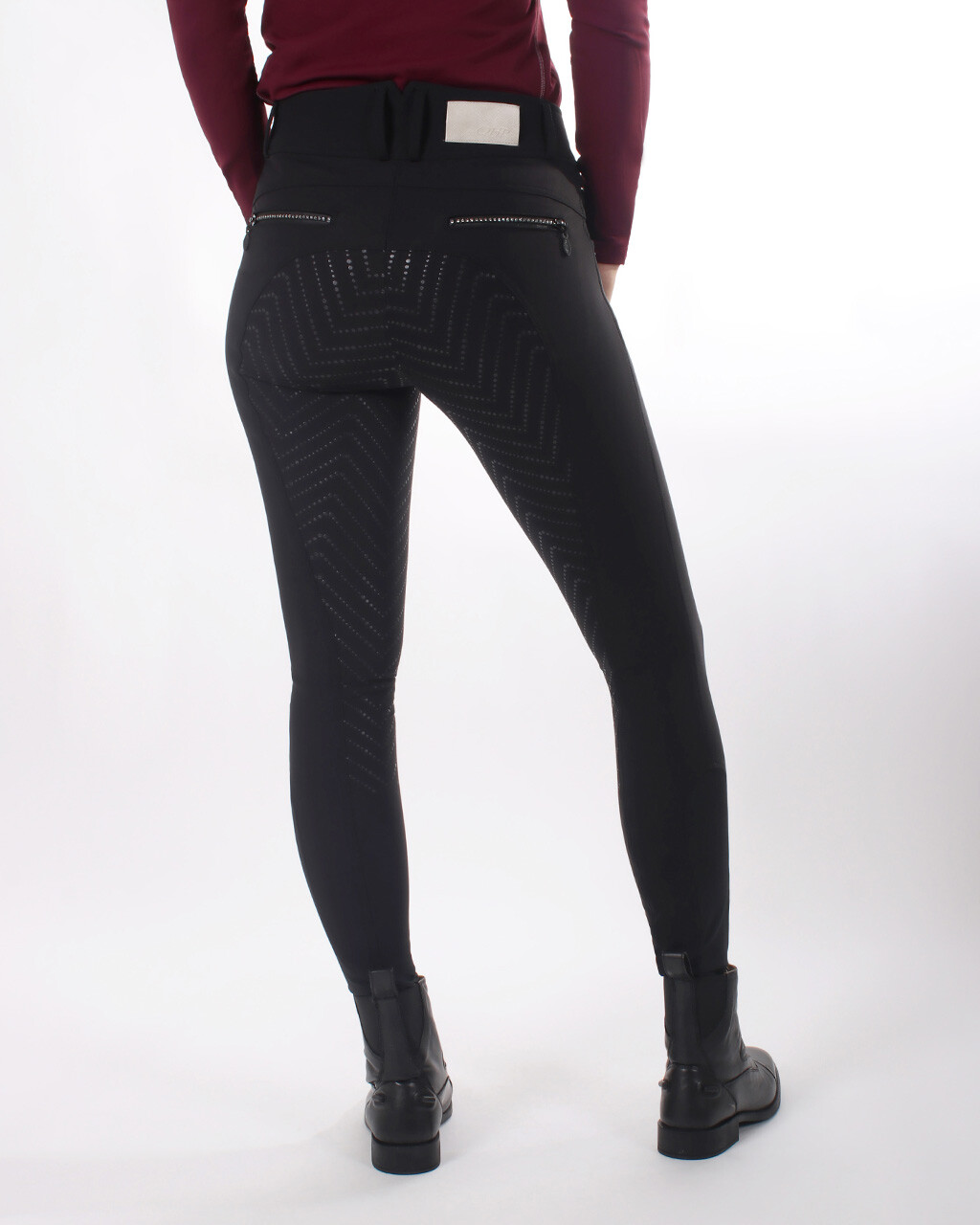 Sort Qhp Ninthe Ridebukser Med Full Grip - Qhp Ridebukser