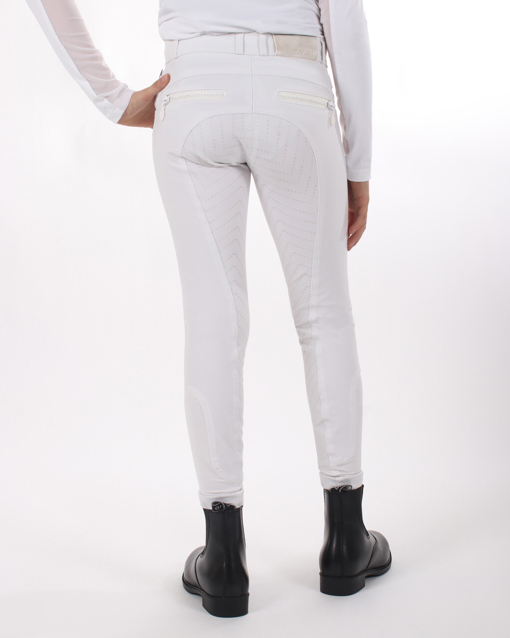 Hvid Qhp Ninthe Junior Ridebukser Med Full Grip 128 - Qhp Ridebukser