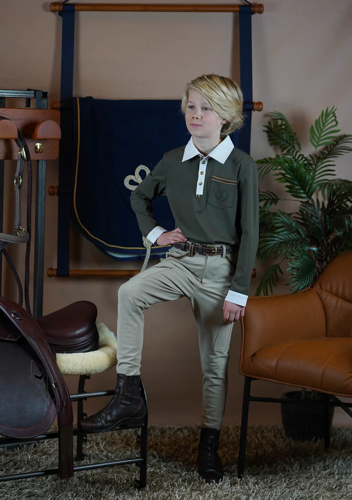 Beige Joline Børn Ridebukser Boys Pants 104 110 - Joline Ridebukser