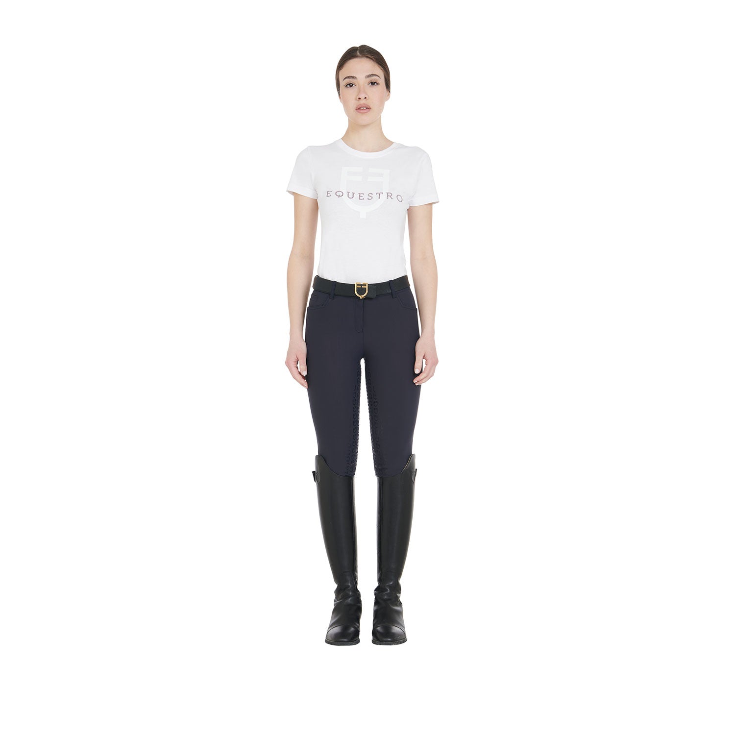 NAVY Equestro Dame Fullgrip Ridebukser Aria - Equestro Ridebukser  - 8051360373480