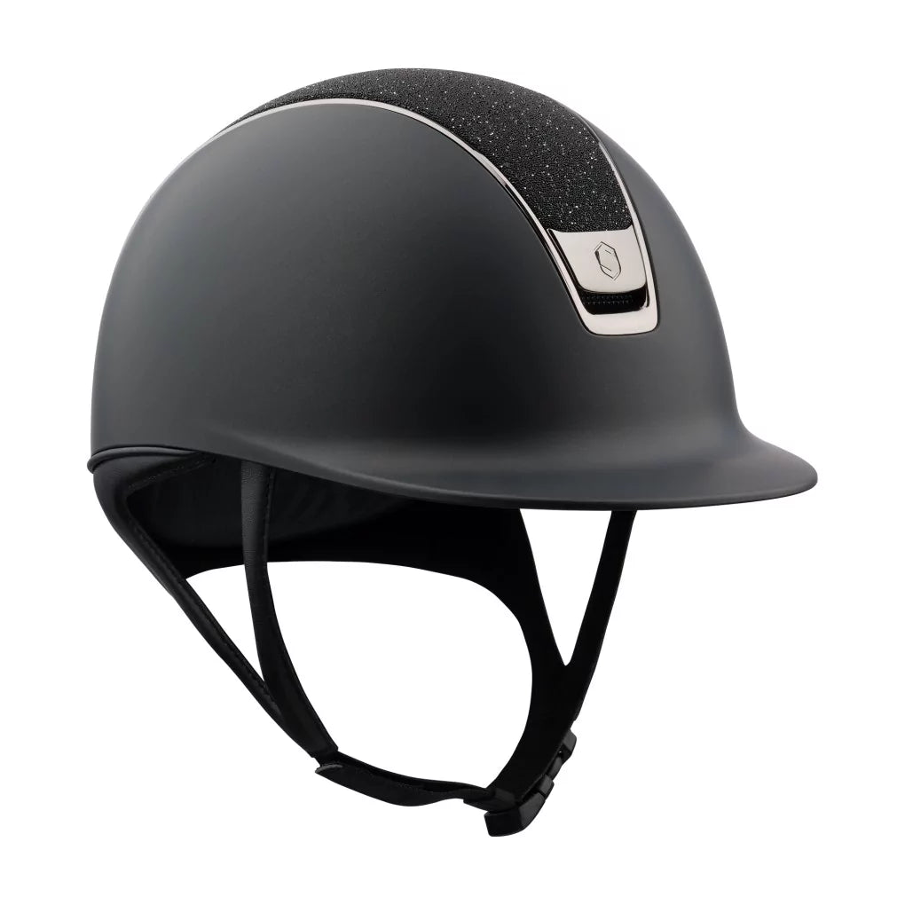 Sort Samshield Ridehjelm Regular Shadowmatt Crystal Fabric Black Black Chrome - Samshield Ridehjelm