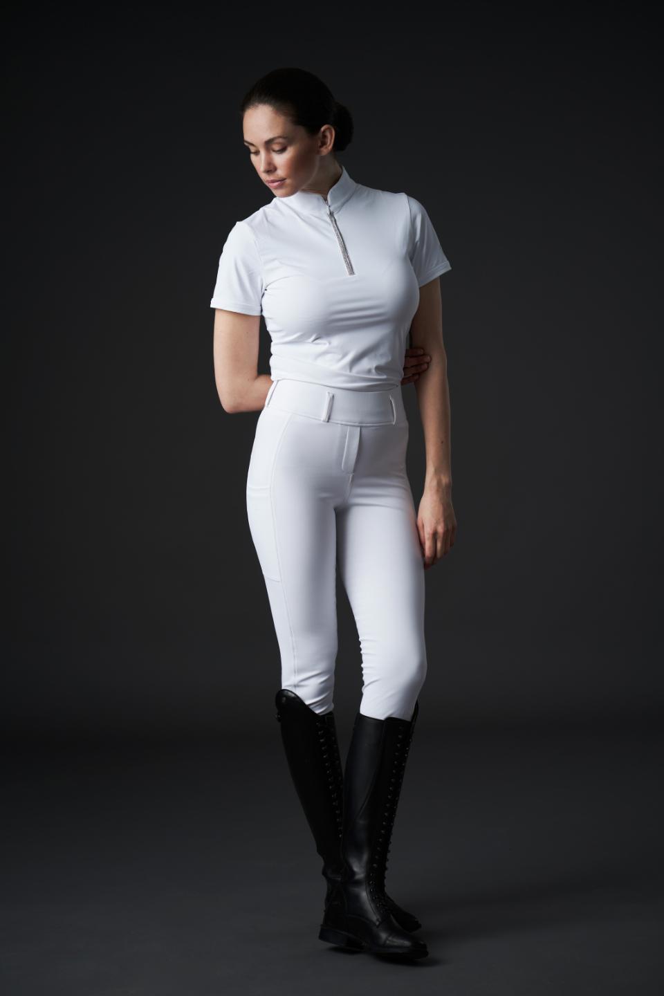 Hvid Catago Dame Ridebukser River Tights Med Bæltestropper Fullgrip White White - Catago Ridebukser  - 5701883448532