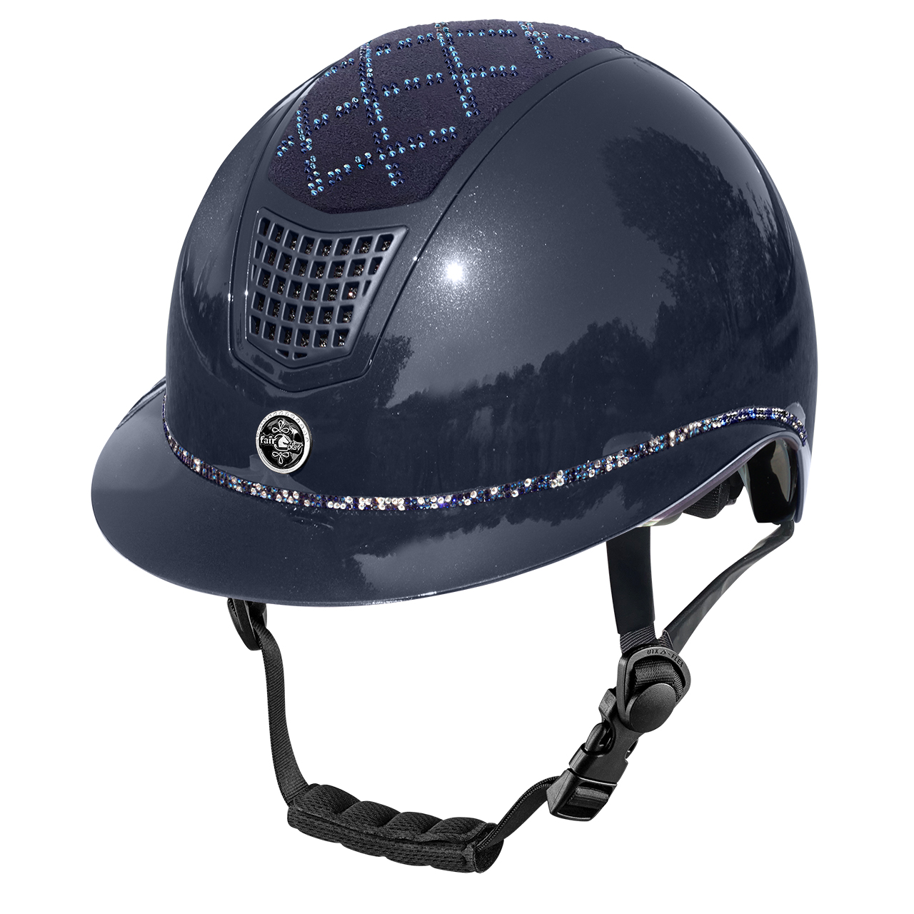 Fairplay Quantinum Spotlight Shiny Ridehjelm Navy Str - Ridehjelm  - 5903631077562
