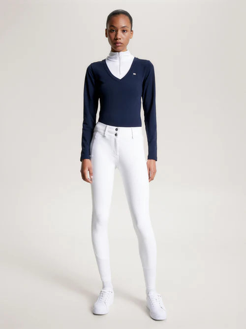 Hvid Tommy Hilfiger Dame Vinter Ridebukser Full Grip Optic White Xxs - Ridebukser  - 7630712706353