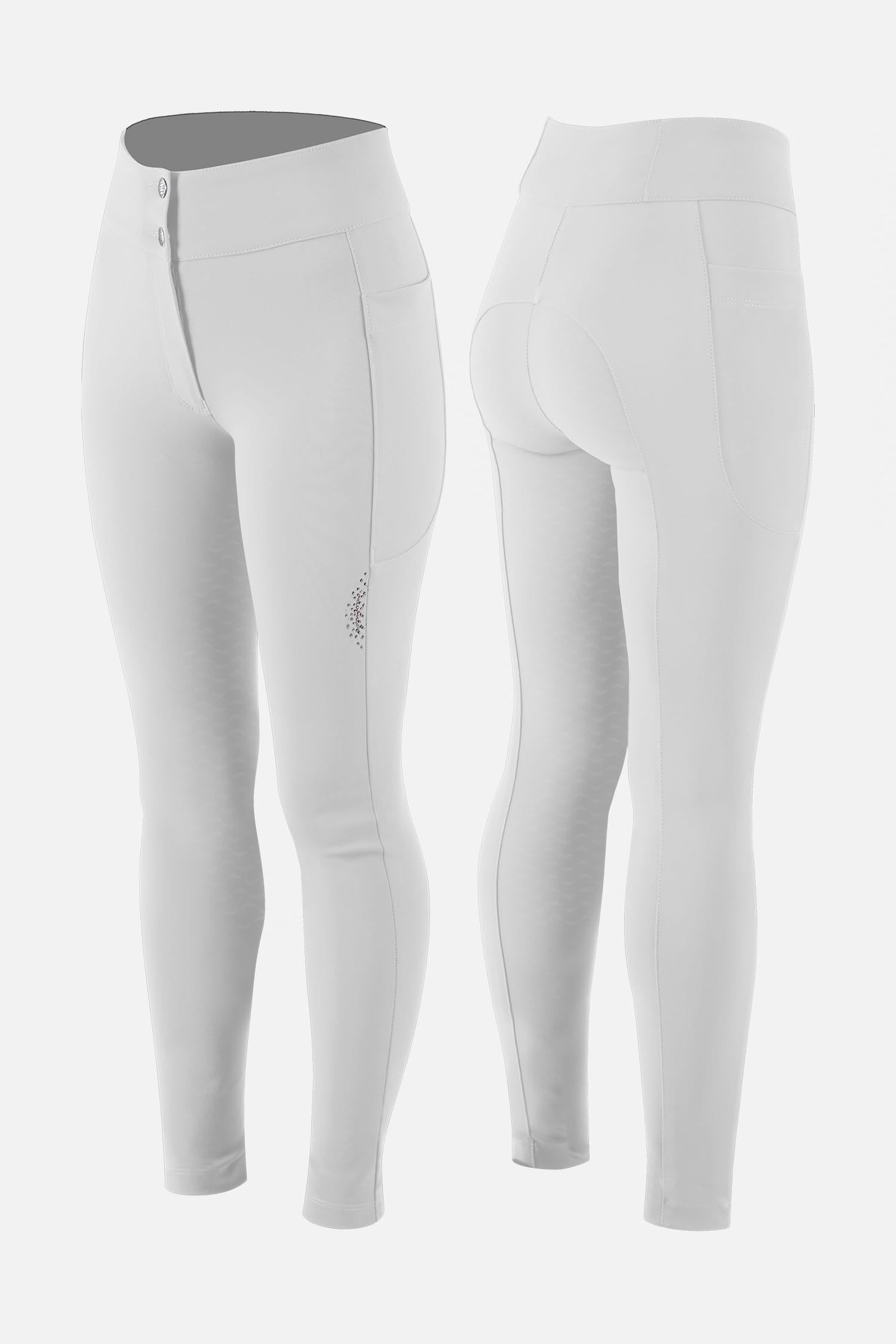 Hvid Animo Ridebuks Med Fuldgrip Nuvelin - Ridebukser